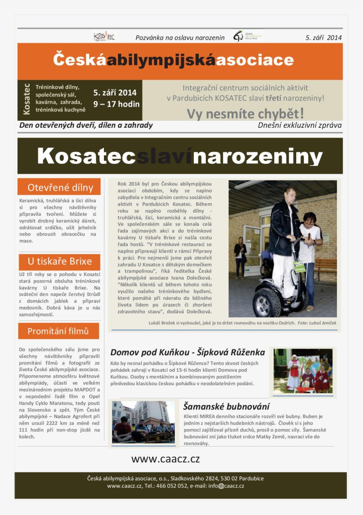 Pozvánka Kosatec 3.narozeniny