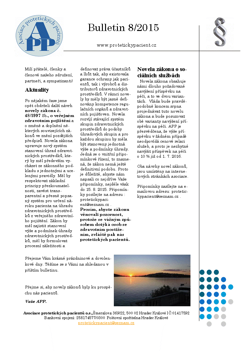 Bulletin Protetický pacient 8/2015  