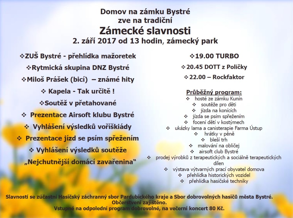 pozvánka na zámecké slavnosti 2017